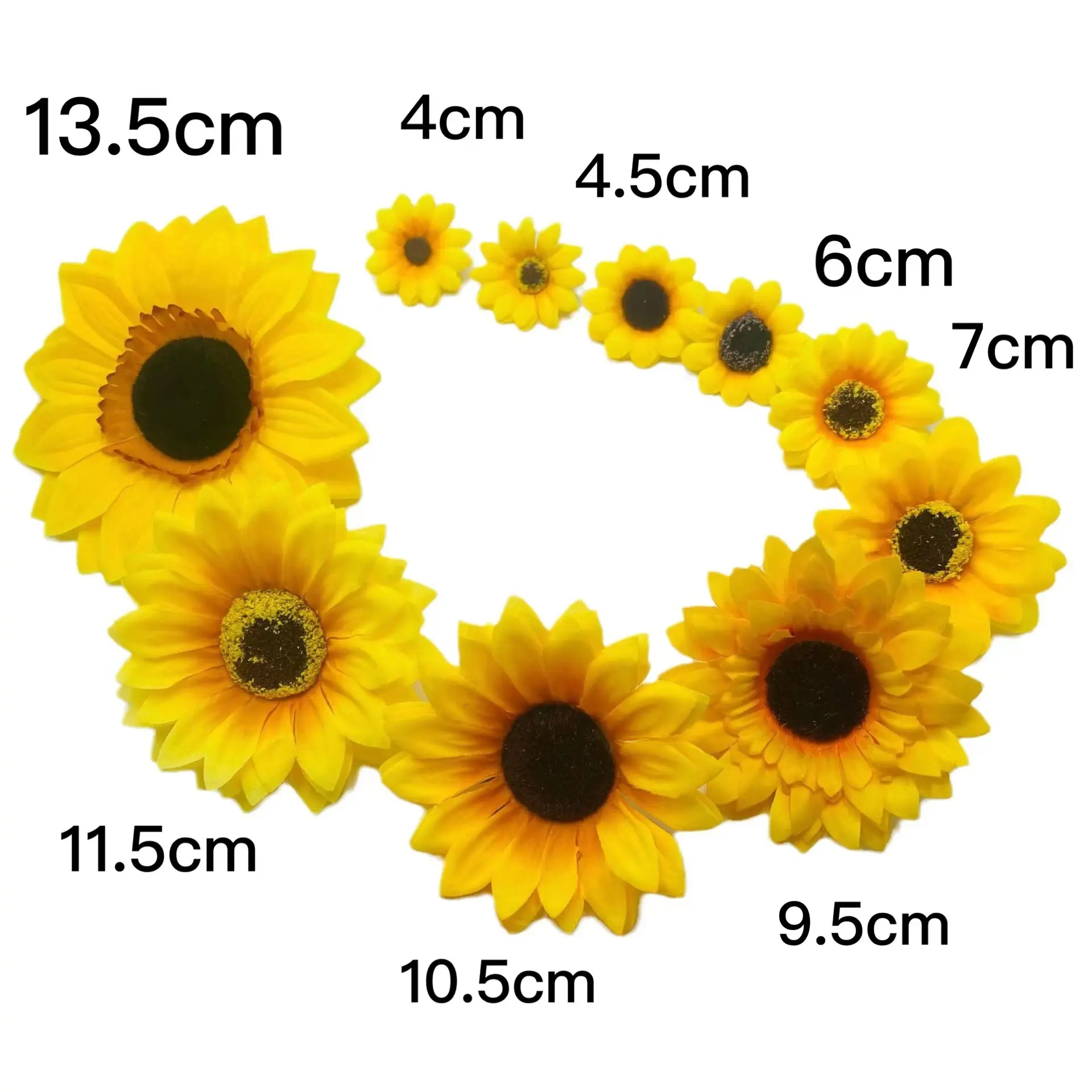 Decorazioni per la casa girasoli fiori artificiali girasole teste, 200 pz, 1.8 "2.8" 3.5 "finta seta fiori gialli artificiali