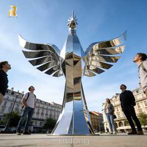 Sculpture de phénix en acier inoxydable de grande taille RELONG, art abstrait moderne pour la décoration de la place publique en plein air - Product Image 2