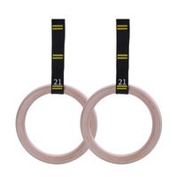 Anillos de gimnasia de madera de abedul para niños Entrenador de suspensión ajustable con correa de nailon para entrenamiento físico en gimnasios