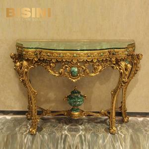 โต๊ะ<span class=keywords><strong>คอน</strong></span>โซลสำหรับสวนทรงกลมวิลล่าตกแต่งในห้องนั่งเล่นหรูหราพร้อมกรอบโลหะแกะสลักแบบย้อนยุค - Product Image 4