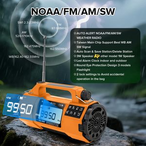 Nouvelle <span class=keywords><strong>radio</strong></span> FM d'urgence avec batterie externe 5000 mAh AM/FM WB SW solaire à manivelle, écran LED, haut-parleur intégré, lampe de poche - Product Image 2