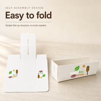 Boîte à hot-dogs en carton auto-pliable avec logo personnalisé imprimé, qualité alimentaire, carton blanc pour frites, corn-dogs, vente en libre-service
