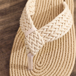 Novedad de verano, sandalias de alpargata para mujer, cuerda de cáñamo, ropa exterior EVA, <span class=keywords><strong>chanclas</strong></span> planas, plataforma, tendencia de moda de playa - Product Image 4