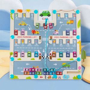 Toddler Travel Table Game Boys Girls Gift Wooden Animal Learning Board <b>Puzzle</b> Magnetic Alphabet Maze - Product Image 1