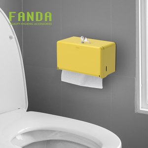 Distributeur d'essuie-mains en papier en métal verrouillable jaune Fanda durable fabriqué à Taiwan Design carré moderne pour les toilettes publiques Hôtels Hôpitaux - Product Image 1