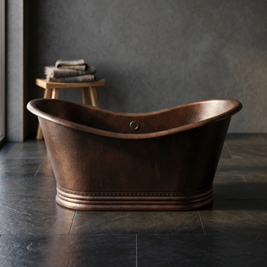 Bañera Independiente de Cobre con Acabado Martillado, Ovalada, para Adultos - Artesanía India para Uso en Baños y Spas - Product Image 3