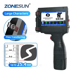 ZONESUN Impresora de inyección de tinta portátil de mano de 25,4 MM con codificación de logotipo de etiquetado de fecha de caducidad a color de