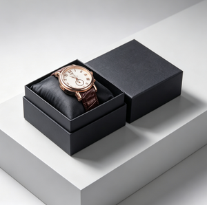 Boîte à montre noire Heaven and Earth avec couvercle, boîte de présentation de montre en carton rigide durable avec coussin pour emballage cadeau de montre-bracelet - Product Image 4