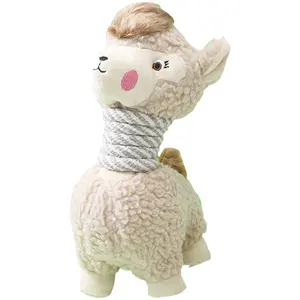 3件/组羊绒和棉绳耐用宠物狗玩具吱吱羊宠物咀嚼互动玩具PT110802