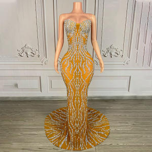 Новинка! Платье Novance Y5021: Изысканное вечернее/выпускное платье с золотыми стразами для женщин, элегантное, для выступлений и конкурсов красоты, стильное для певиц. - Product Image 1