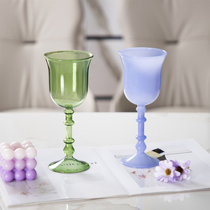 French Colored Long Stem Wine <strong>Glasses</strong> <strong>Blue</strong> Green Amber High Borosilicate <strong>Glass</strong> Goblets for <strong>Party</strong> Use - Product Image 2