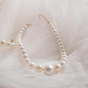 خمر العصرية لؤلؤ تقليد مطرز بالخرز قلادة مجموعة مجوهرات نسائية راقية هدية حفل زفاف هندسية - Product Image 3