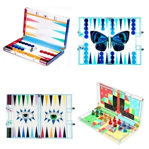 Factory Customized Color Acrylic <strong>Backgammon</strong> Checkers With Magnet Lid CheckersBoards <strong>Backgammon</strong> Set Foldable for Gifts - Product Image 1