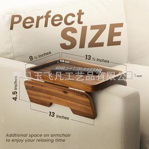 Plateau d'accoudoir de canapé en bois massif 35 cm, boîte de rangement pliable pour salon - Product Image 3