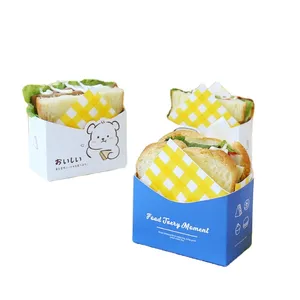 Produsen Kotak Makanan Dapat Dilipat Kustom Cetakan untuk Makanan Club Ham Sandwich Ayam Sandwich Kotak Sekali Pakai