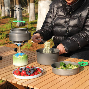 Juego de Utensilios de Cocina para Acampar al Aire Libre Campout, 4 Piezas, Anodizado, Portátil, Ligero, con Mango Verde, para 3-5 Personas - Product Image 5