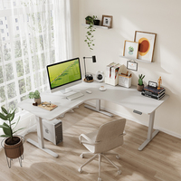 Bureau de travail en forme de L réglable en hauteur avec double moteur et table d'angle debout à 3 segments, bureau d'angle debout pour le bureau