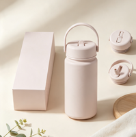 Bouteille d'eau isotherme en acier inoxydable de 14 oz avec poignée de transport portable, double paroi, anti-fuite, gourde de voyage, logo personnalisé
