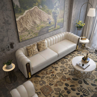 Modernes Luxus-Sofa-Set aus Weißem Kunstleder für Wohnzimmer, Rechteckige Form