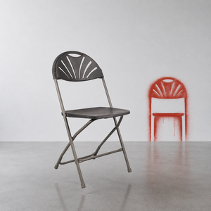 Modern Durable Lightweight PP+Metal Folding <b>Chair</b> with Fan Back Design <b>Gray</b>-For School Park Kitchen & Villa Use - Product Image 1