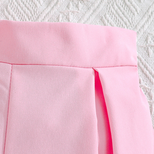 Conjunto de Tres Piezas de Mezclilla Floral Casual y Elegante para Niñas, Top de Manga Corta Transpirable y Cómodo con Botones, Pantalones Elegantes para Niños - Product Image 6