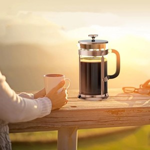 Macchina da caffè stampa francese 34oz stampa francese in acciaio inox 304 facile da rimuovere Design doppio filtro spesso <span class=keywords><strong>Pyrex</strong></span> vaso di vetro - Product Image 3