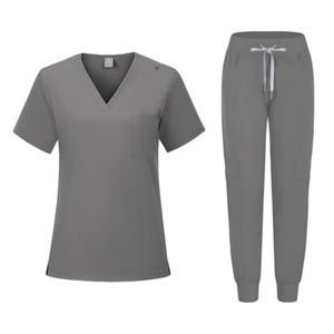 Women Medical Scrub Suit V-Neck Short Sleeve With Drawstring Pants Moisture Wicking Hospital Uniforms For Nursing Dental Clinic - Product Image 4
