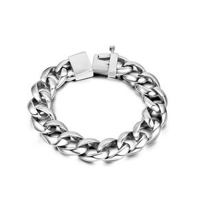 Men's <b>Titanium</b> Steel <b>Chain</b> Bracelet 20mm Curb Link Hip Hop Unisex Jewelry CE170 - Product Image 1