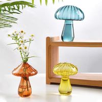 Vase en verre Danorey Art Déco en forme de champignon, côtelé, hydroponique, écologique, fait main, multicolore, pour salon, bureau, étagère, maison