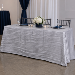 Custom Banquet <b>Tablecloth</b> Crinkle Taffeta Polyester for Mixed Size Event Rental and Wholesale Programs - Product Image 1