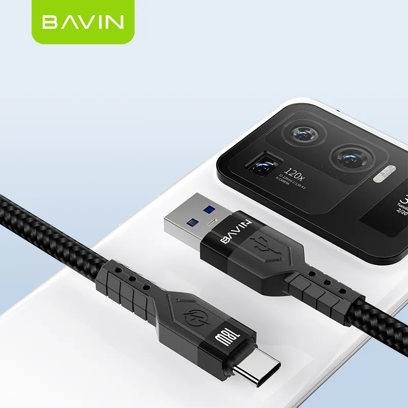 BAVIN 18W Charge Rapide Tressé Nylon Cellulaire Téléphone Mobile câbles de données Type-c Micro USB Câble CB262