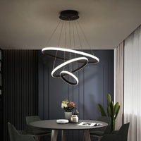 Lustre de salon moderne simple lustre atmosphérique escalier anneau lumière réseau de luxe restaurant rouge éclairage nordique