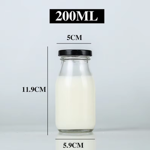 <b>Glass</b> Milk <b>Bottle</b> Food Grade Clear <b>Glass</b> Airtight Screw Cap Milk <b>Juice</b> Beverage 200ml 250ml 500ml 1000ml Custom Logo Wholesale - Product Image 4