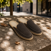 Mules en daim Tonivis pour hommes, style espadrille, à enfiler, semelle intermédiaire en chanvre, légères, décontractées, plates, sandales à enfiler, personnalisables OEM