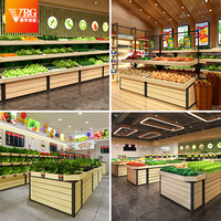 Opvouwbare, draagbare, houten marktkraam voor vers fruit en groenten, Boxue Custom Modular Fresh Produce Display Table, geschikt voor supermarkten