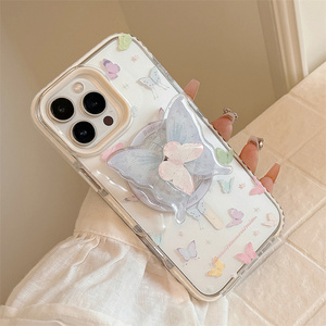 Funda de teléfono magnética con rotación de mariposa bonita coreana para IPhone 16 15 14 Pro Max 13 funda con soporte <span class=keywords><strong>Tok</strong></span> - Product Image 4