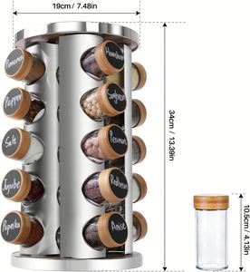 20 Jar Kitchen Organization Rotating Spice Rack Stand Countertop Seasoning Spice Tower Rack Organizer Spice <b>Storage</b> Holder Shelf - Product Image 4