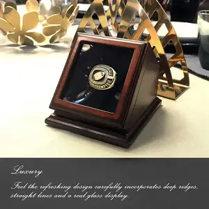 Anel de madeira caixa de joias de textura quadrada, produto imperdível, caixa de anel de noz, campeonato, caixas de exibição de anel