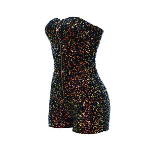 <span class=keywords><strong>Combishort</strong></span> à sequins pour femme, style décontracté, avec haut <span class=keywords><strong>bandeau</strong></span> et fermeture éclair sur le devant - Product Image 3