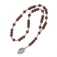 Chapelet en perles de bois avec médaille catholique Saint Michel en alliage de zinc, collier religieux pour enfants, Archange Saint Michel