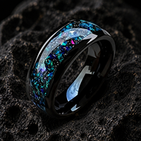 Bague Éternité Unique JLM en Acier Inoxydable Bleu Opale à Motif Floral pour Femme et Unisexe – Bijou Tendance pour Mariage, Fiançailles et Fêtes