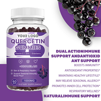 Gummies de Quercétine de Haute Qualité OEM, Puissant Antioxydant, Vitamine C, Sureau et Zinc pour le Système Immunitaire