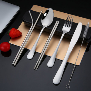 التخييم أدوات المائدة أدوات المائدة الفولاذ المقاوم للصدأ ملعقة شوكة عيدان السفر مجموعة - Product Image 2
