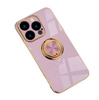 Bordure de placage électrique couleur de luxe légère avec support pour iPhone 15 14 pour Huawei P50 40 coque de téléphone haute Protection