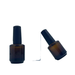 Botella de Vidrio de Lujo para Esmalte de <span class=keywords><strong>Uñas</strong></span> Vacía de 15 ml, Botella de Vidrio Negra para Aceite de Cutícula, Botella de Vidrio Transparente para Esmalte de <span class=keywords><strong>Uñas</strong></span> con Pincel de Abanico Redondo - Product Image 1