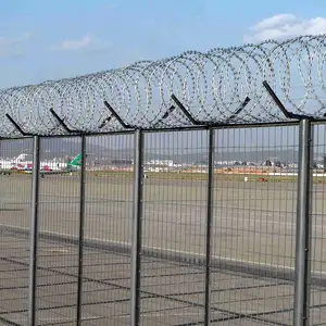 Panel de malla de seguridad de prisión de valla de seguridad anticaída 358 recubierto de polvo galvanizado en caliente para aeropuerto