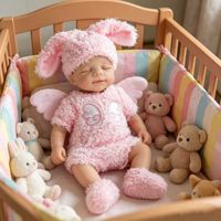 Poupée Bébé Reborn Fille en Silicone Souple de 16 Pouces Babeside Aurora, Mini Poupée Mannequin DIY, Fille Endormie