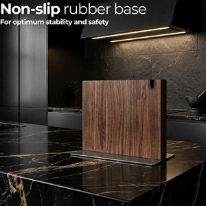 Nouveau bloc à couteaux magnétique double face en bois d'acacia avec aiguiseur pour restaurants - Product Image 6