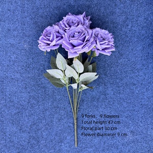 Flores artificiales rosas de seda al por mayor, ramo grande de flores de diamantes decorativas para el hogar, boda, venta al por mayor, flujo artificial, venta al por mayor, 2017 - Product Image 2