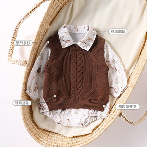 Otoño Invierno moda estilo coreano Ins bebé moda Cable tejido suéter <span class=keywords><strong>chaleco</strong></span> <span class=keywords><strong>para</strong></span> niños <span class=keywords><strong>chaleco</strong></span> suelto en capas hecho Color <span class=keywords><strong>de</strong></span> <span class=keywords><strong>lana</strong></span> <span class=keywords><strong>de</strong></span> algodón - Product Image 3